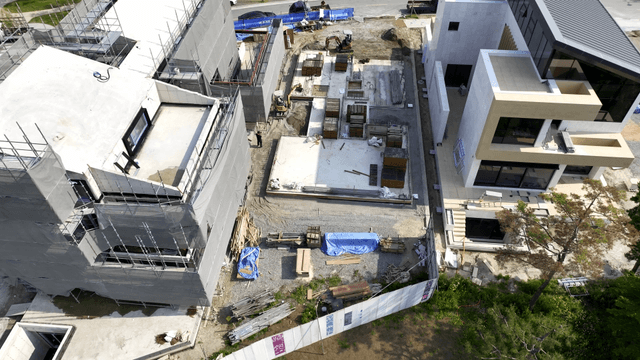 Construction site with foundation work
