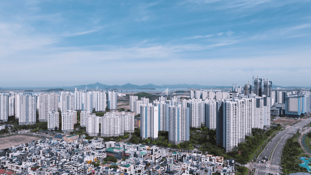 Modern cityscape with high-rise apartments
