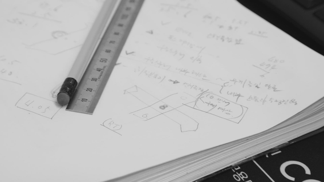 Notebook with sketches and notes