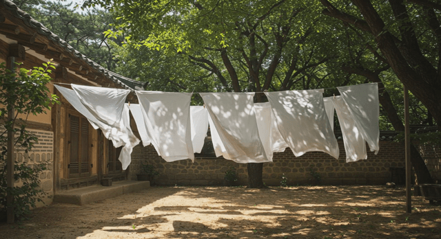 Traditional house with laundry drying