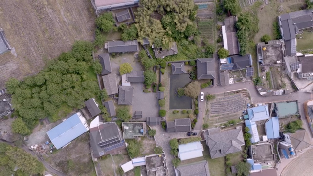 Traditional Korean village with gardens