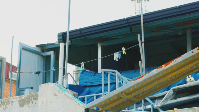 Rooftop home with clothesline