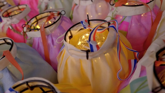 Colorful lanterns with glowing lights