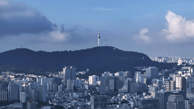 눈에 띄는 타워가 있는 도시 스카이라인