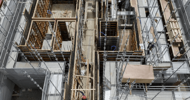Construction site with equipment and materials