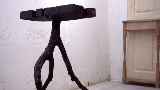 Uniquely shaped wooden stand