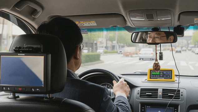 Middle-aged male driver on  street