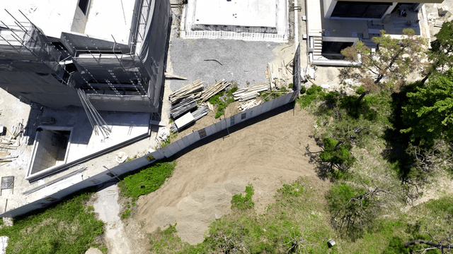 Construction site with building materials