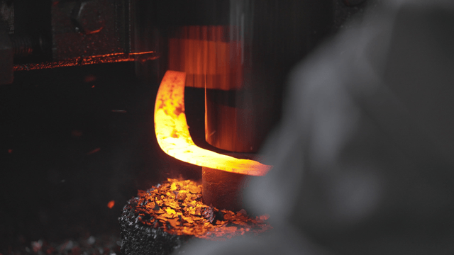 Heated metal being manufactured in factory