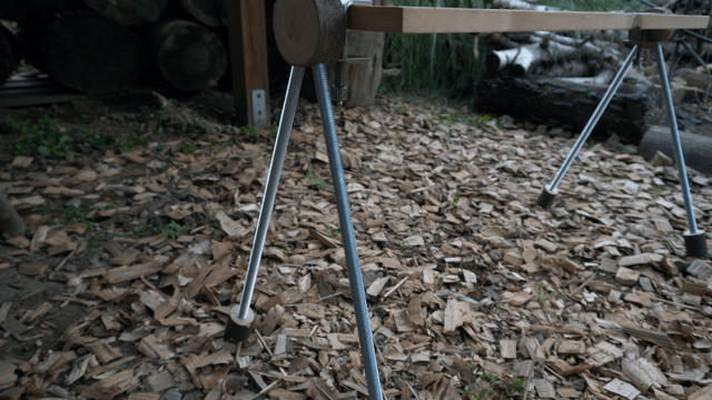 Handcrafted wooden bench in outdoor