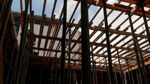 Construction site with scaffolding