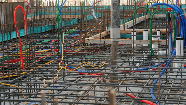Concrete pouring at a construction site
