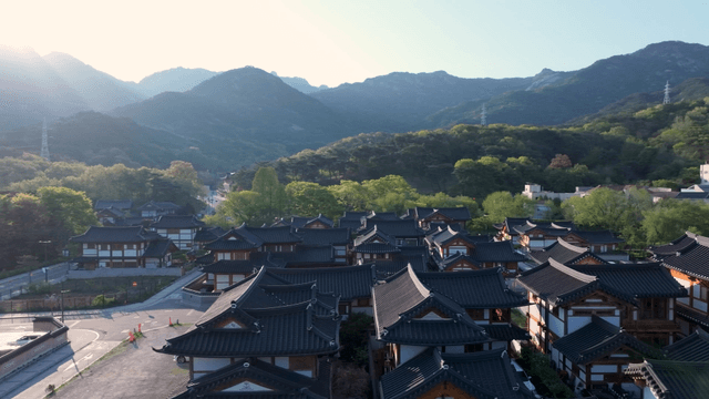 Hanok village surrounded by mountains