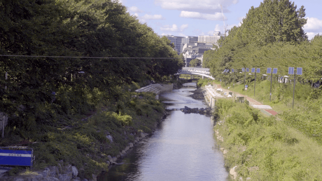 Stream flowing through landscape