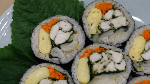 Gimbap rolls with various fillings