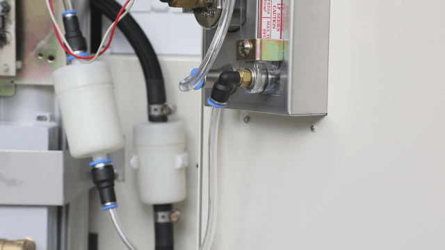 Close-up of industrial equipment with tubes