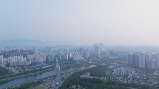 Vast cityscape with river