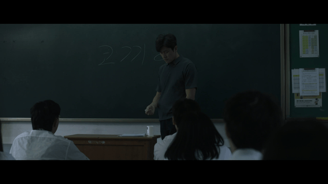 Teacher giving lesson to students in classroom