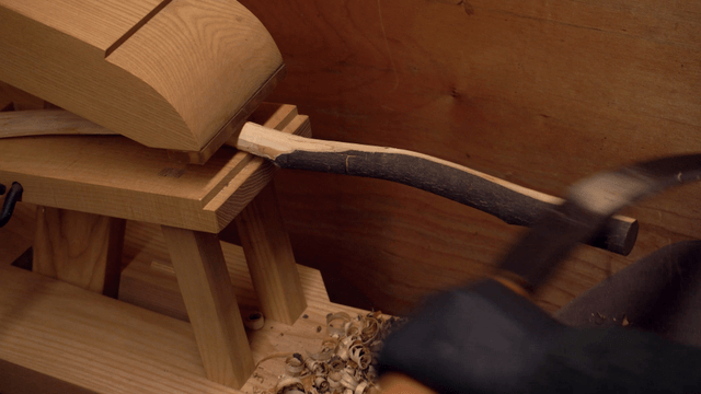 Wood carving process with hand tools