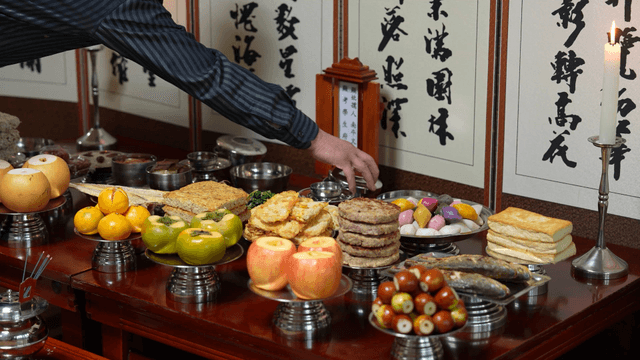 Korean traditional holiday ritual table