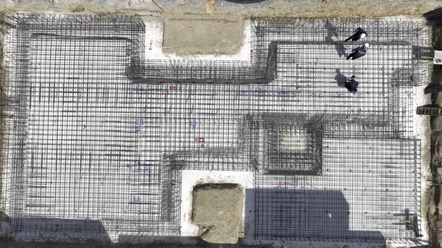 Construction site with building framework
