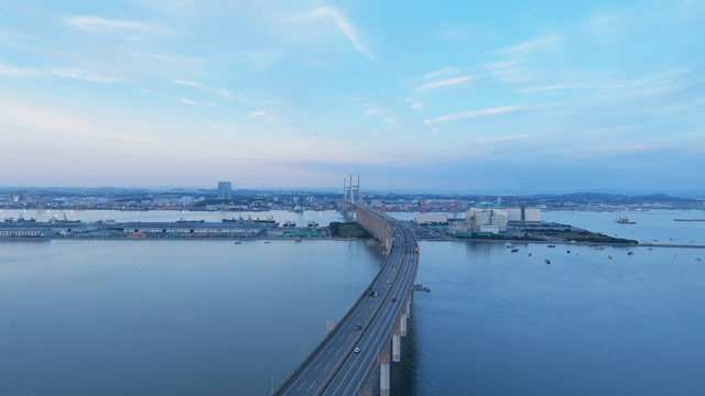 Bridge stretching over a calm sea