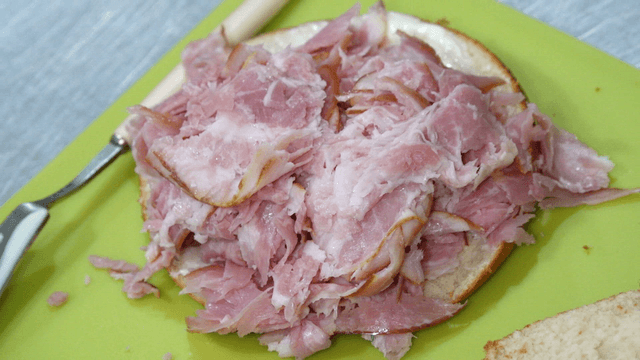 Preparing a ham sandwich with care