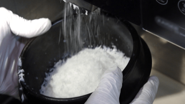 Cold shaved ice served in earthenware bowl