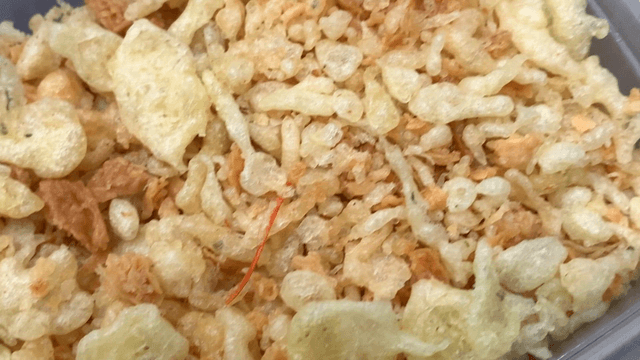 Close-up of crispy fried crumbs