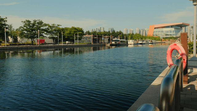 Riverside view with modern buildings