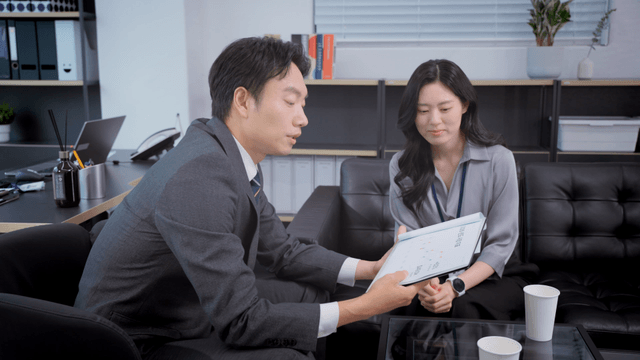 Office meeting with a focused discussion