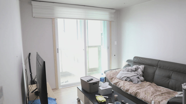 Cozy living room with a sofa and table