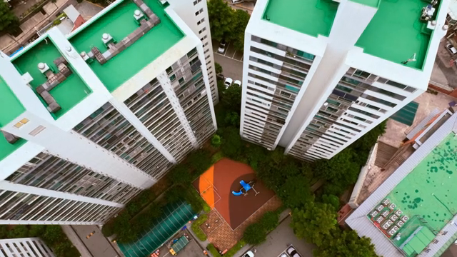 Apartment complex with a playground