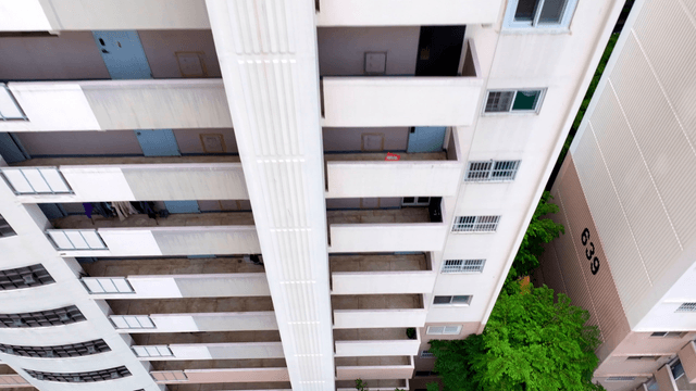 High-rise apartment buildings with balconies