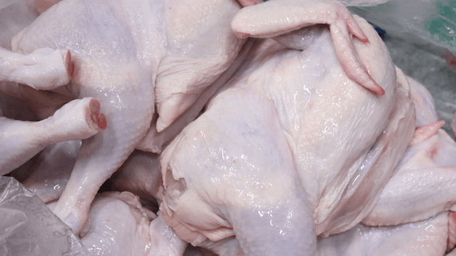 Raw chickens packed in plastic bags
