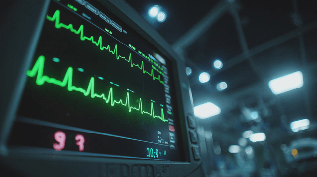 Heart rate monitor in a hospital room