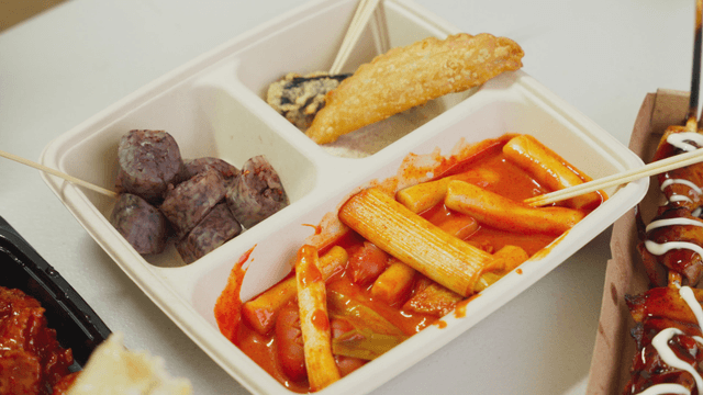 Spicy tteokbokki assortment plate