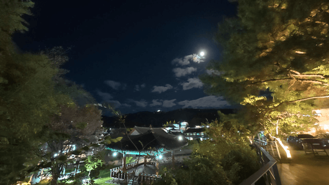 Moonlit Korean traditional pavilion