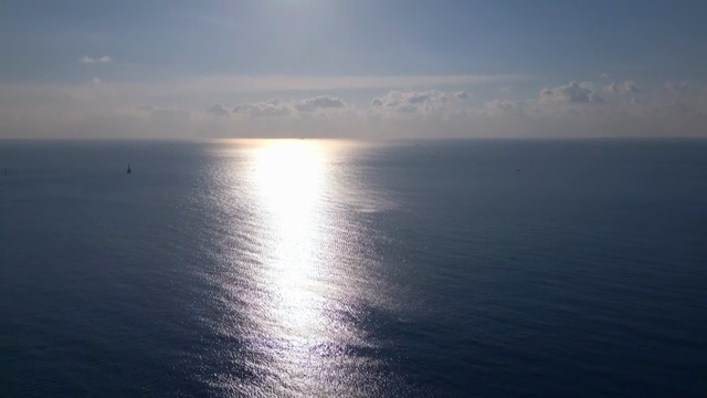 Sunlight reflecting on the calm ocean