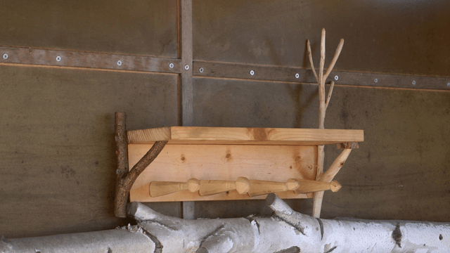 Wooden stand made from a natural branch