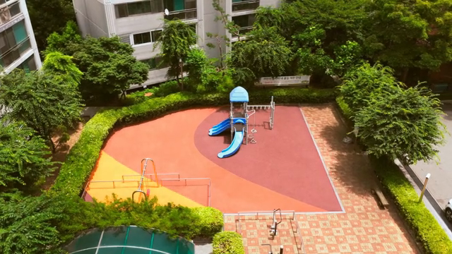 Empty playground in a residential area