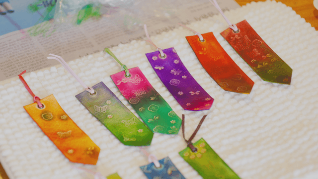 Colorful painted handmade tag bookmarks