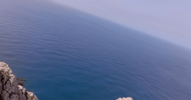 Rocky mountain landscape with ocean view
