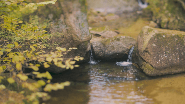 Small stream flowing between rocks