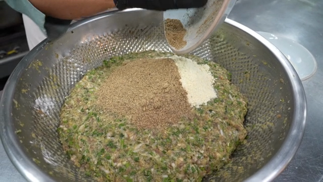 Mixing ingredients in a large bowl