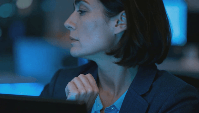 Focused late-night worker