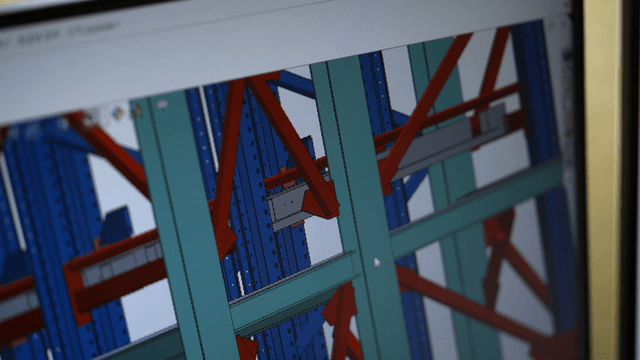 3D model of a building structure on screen