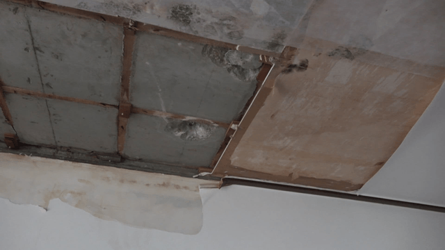 Damaged ceiling in old room