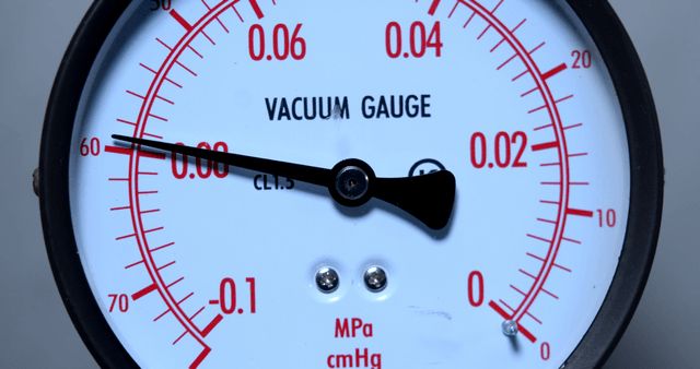 Close-up of a vacuum gauge needle