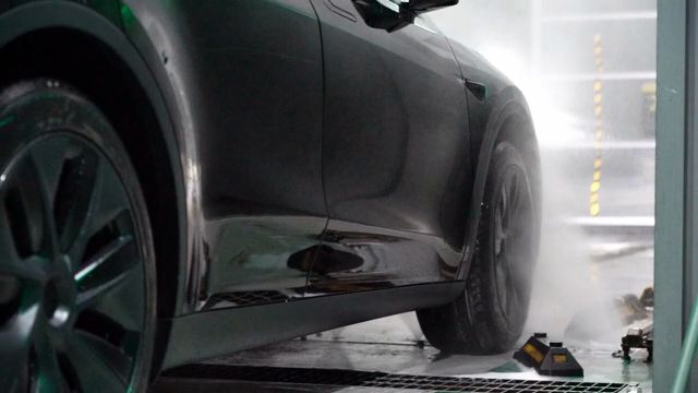 Car being washed in an automated car wash